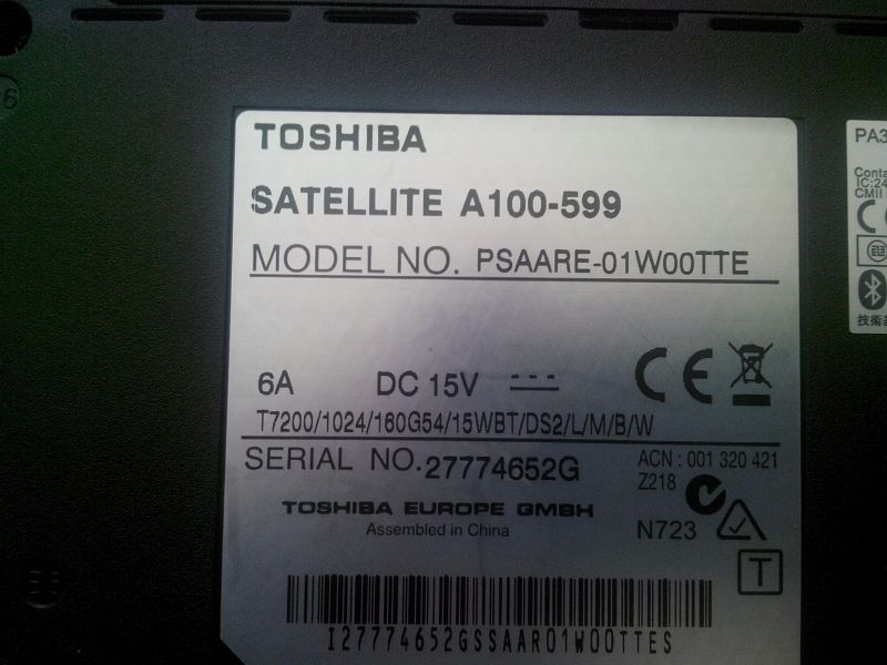  arızalı TOSHIBA A100-599 +++ TOSHIBA A100-847