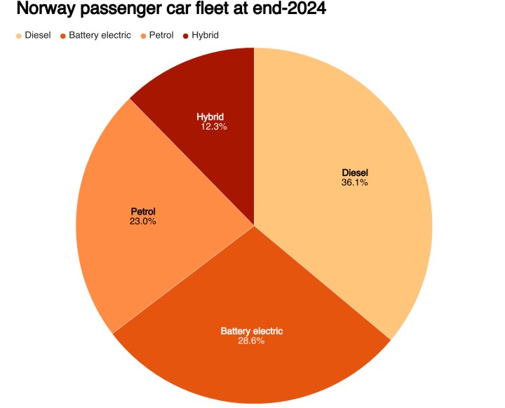Norveç’te satılan yeni araçların neredeyse tamamı elektrikli oldu