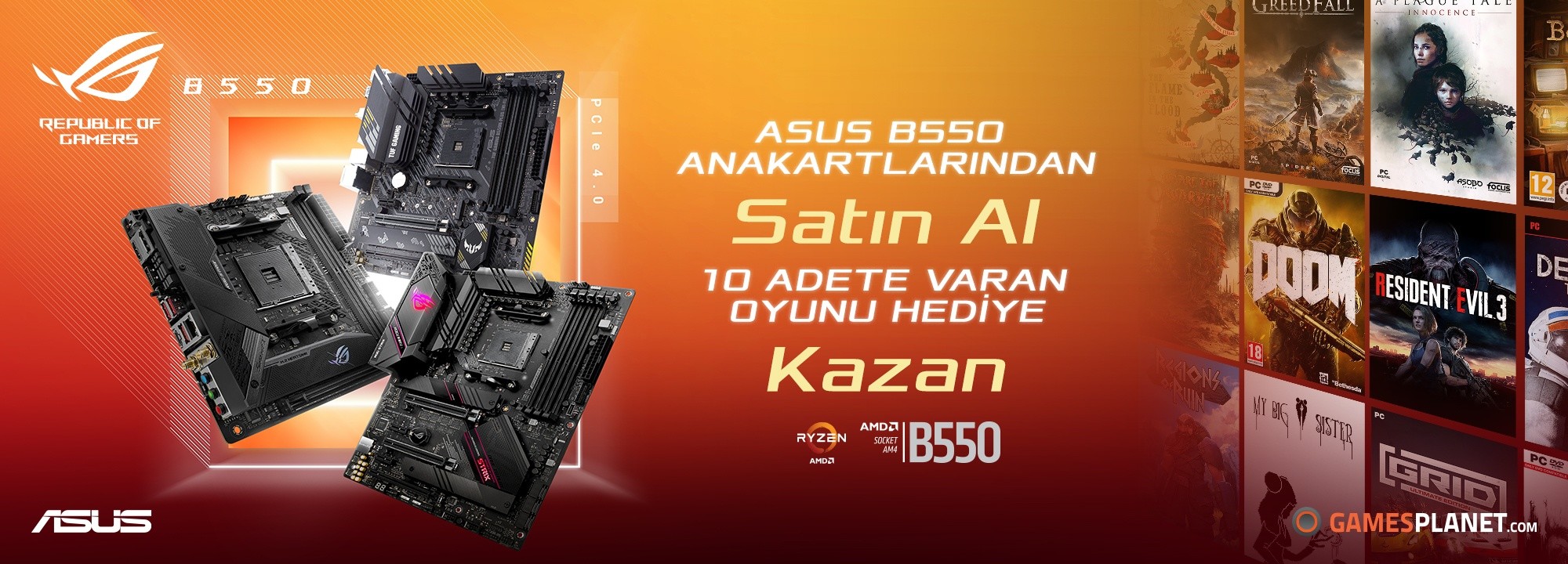ASUS'tan Kampanya! AMD B550 anakart alana Oyun hediyesi ve Yorum yap Ödül kazan 15$ Nakit!