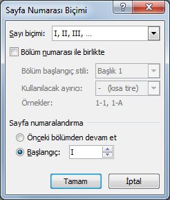  Word'de Sayfa Numaralandırma !