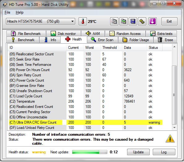  HDD C7 (ultra dma crc) sorunu