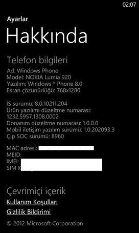  Lumia 1308 güncellemesi