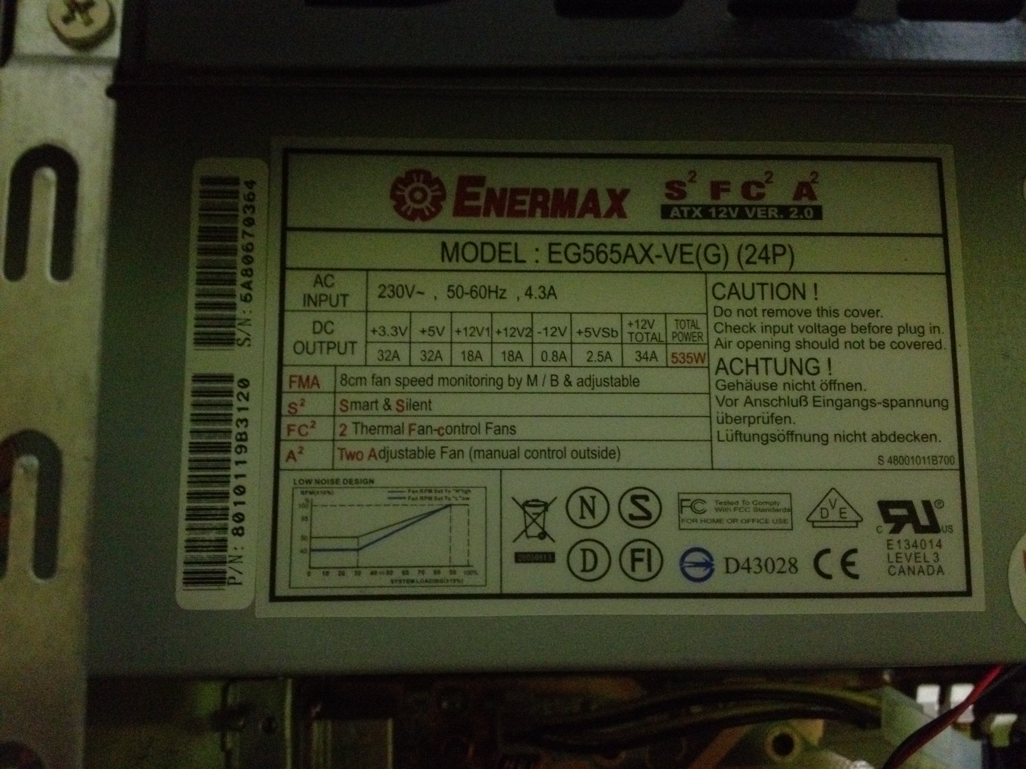  ENERMAX Power Supply 535 Watt + Aspire pencereli ve ışıklı Kasa