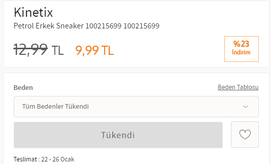 kinetix sneaker(44) 9.99tl  (BİTTİ SİLİNEBİLİR)