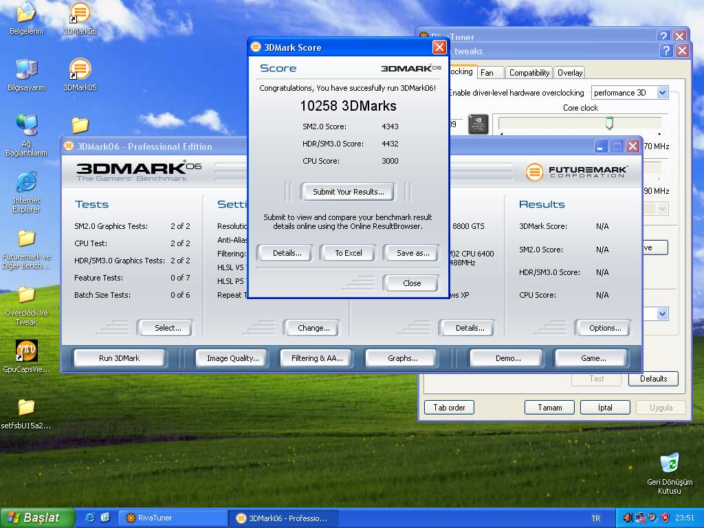  Sparkle GeForce 8800 GTS 320 MB ve P880 8800 GTX OC Edition GTS 10K TR Record