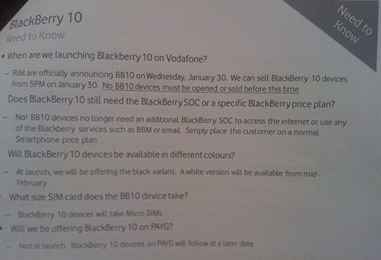 Vodafone İngiltere, RIM'in lansmanından önce Z10'un kutu görselini yayınladı