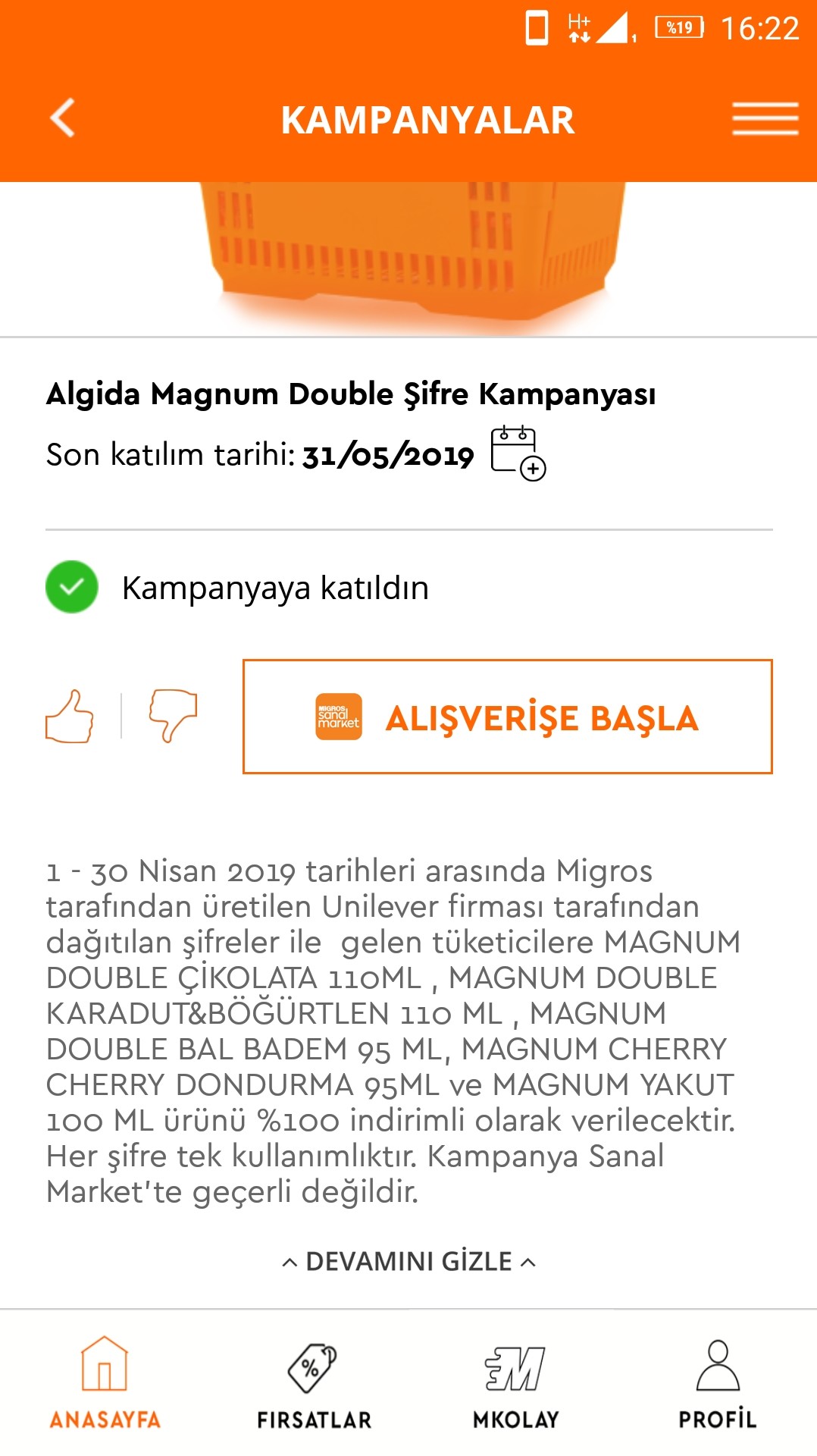 Algida Bedava 500ml Maraş Dondurmasi ve 850ml Carte Dor (Magnum, Cornetto ve Frootie Eklendi)