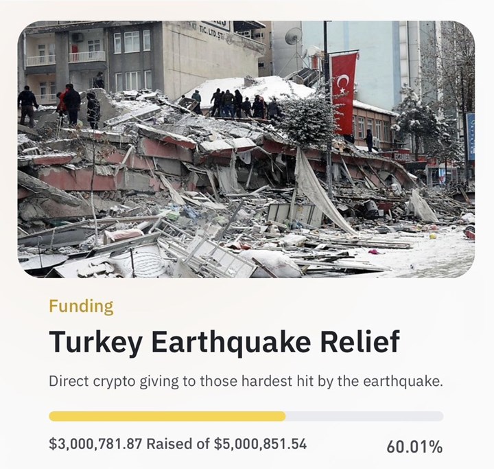 Binance’den deprem bölgesine 3 milyon dolarlık bağış