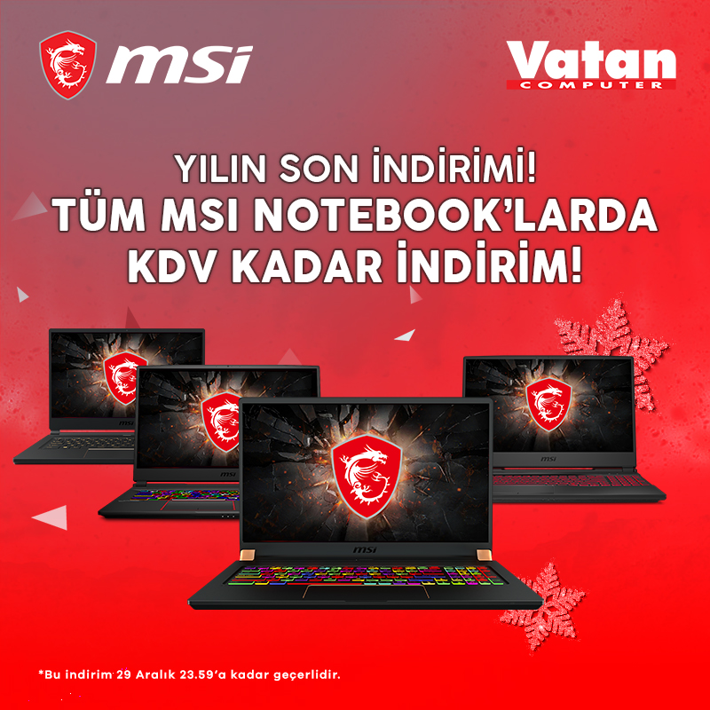 Vatan Bilgisayar'da MSI Ürünlerinde KDV Tutarı Kadar İndirim