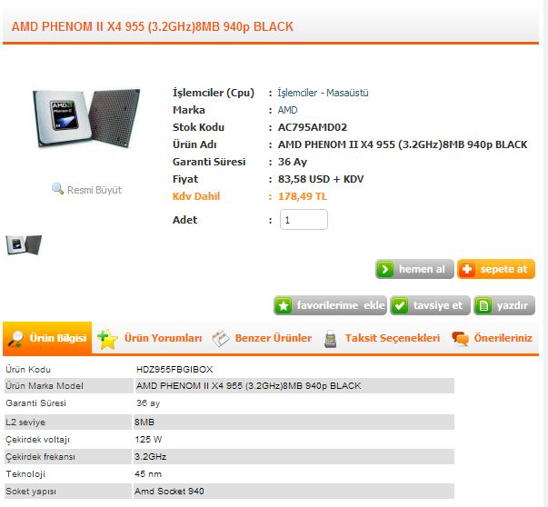  [SATILIK] AMD PHENOM II X4 955 BLACK EDİTİON İŞLEMCİ
