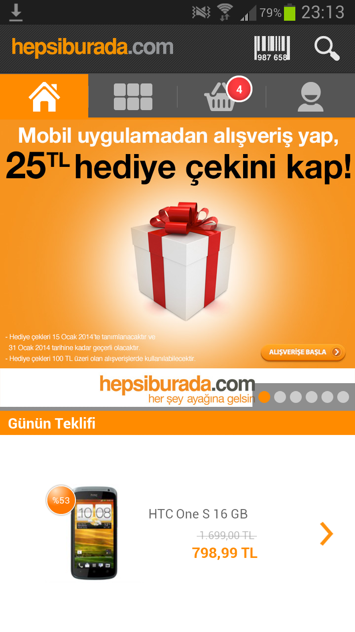  Hepsiburada mobil uygulamadan alışveriş yapana 25tl hediye çeki