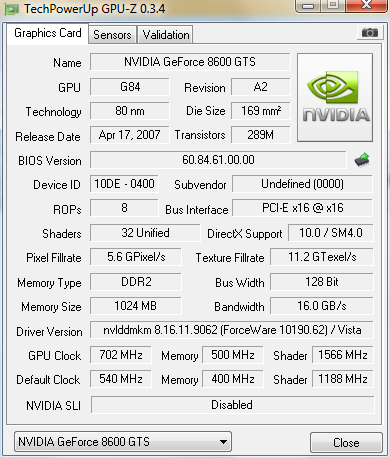  Nvidia Geforce 8600GT Overlock Denemem