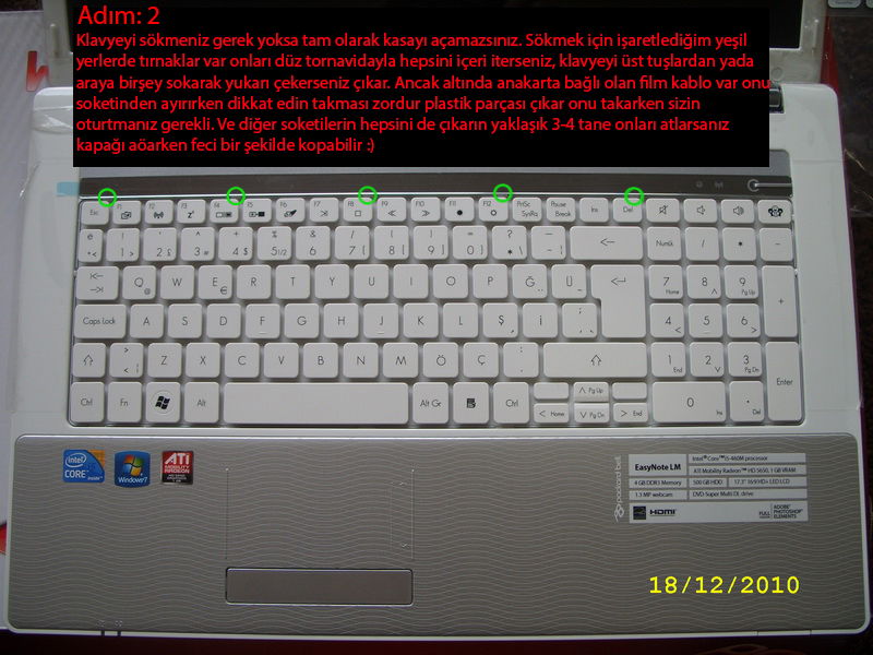  PACKARD BELL 17,3' LM98-JO-100TK iNCELEME (3-4MB FOTO.VARDIR)