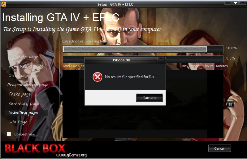  GTA IV 'no results file specified for %s' hatası