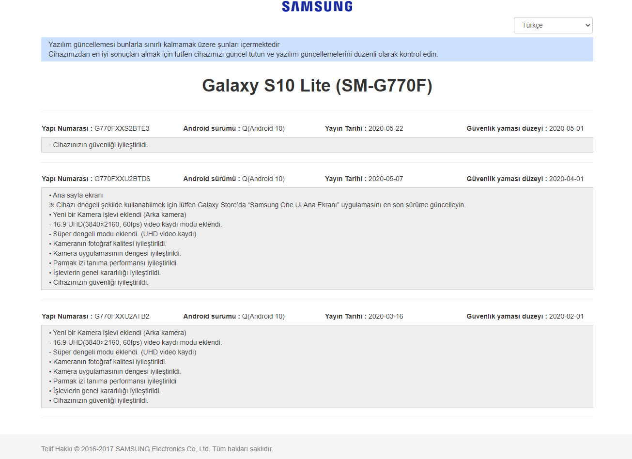 Samsung Galaxy S10 Lite [ANA KONU]