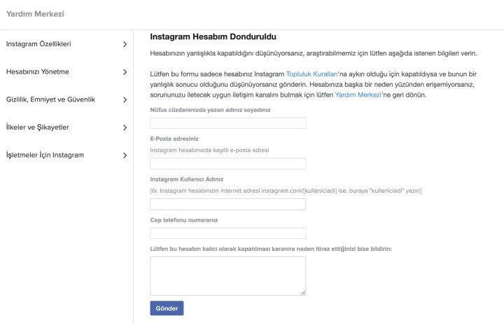 Instagram silinen hesabı geri alma: Hesap açma linki & formu burada!