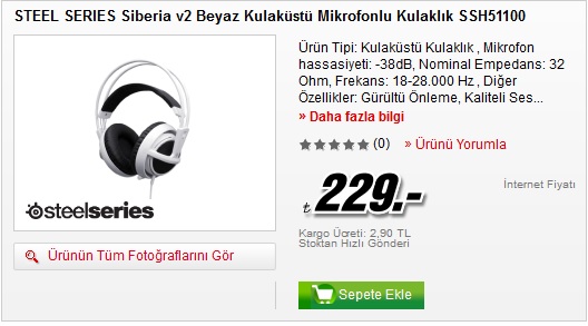  YILBAŞI KAMPANYASI Steelseries Siberia V2 Kulaklık-Frost Blue