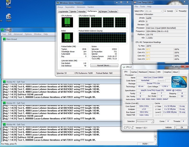  Q6600/1.325v vid/Stock Fan/3.4 GHz(1.4v)