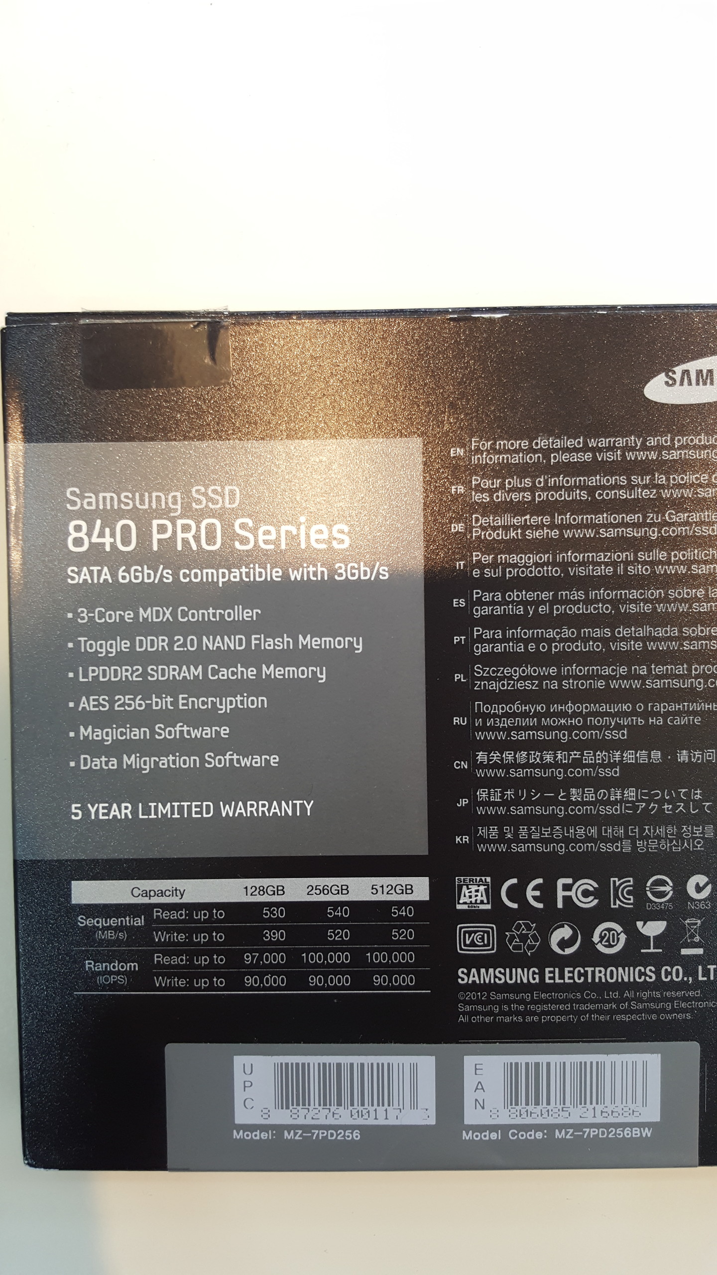  Samsung 840pro model 256gb ssd 5yil garanti devam