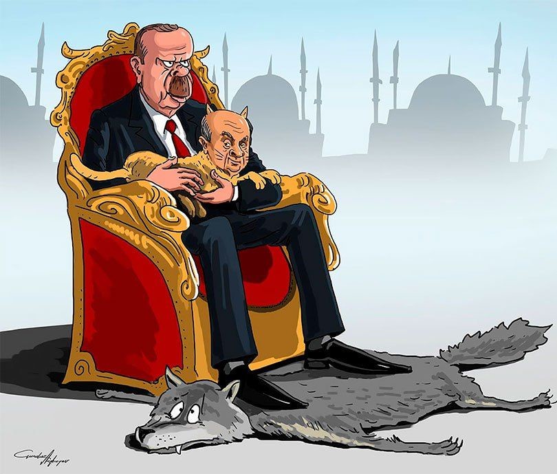 Azerbaycanlı karikatürist Türkiye'deki siyasilerin durumu hakkındaki çizdiği karikatür 
