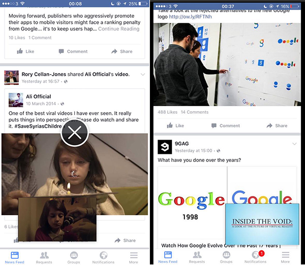 Facebook, iOS için hareketli video pencelerini test ediyor