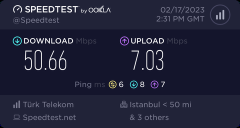 50 mbps paket 58 mbps tanımlanmıs