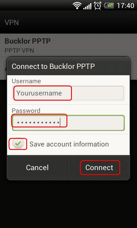  Kurulum Kılavuzları - Android 4.0 PPTP Bucklor VPN Kurulumu