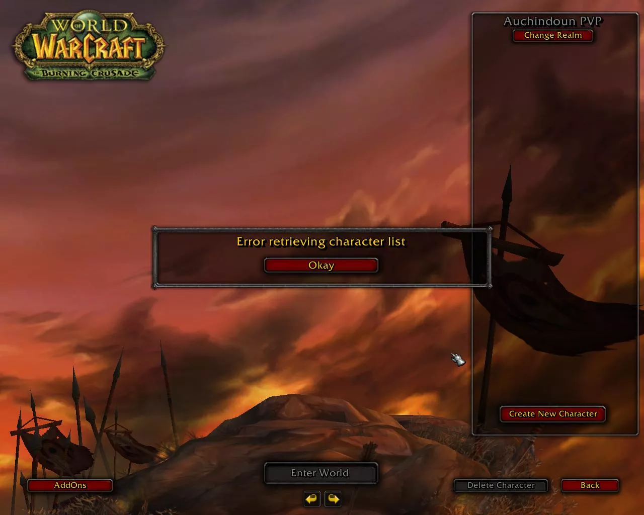  Error Retrieving Character List
