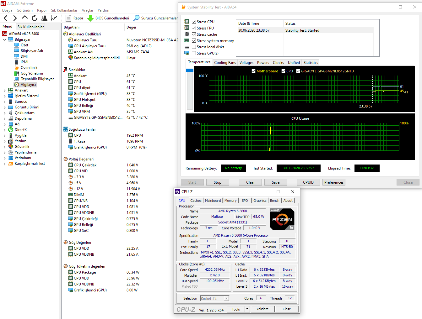 Yeni Ryzen 5 3600 @ 4.5ghz 1.225V