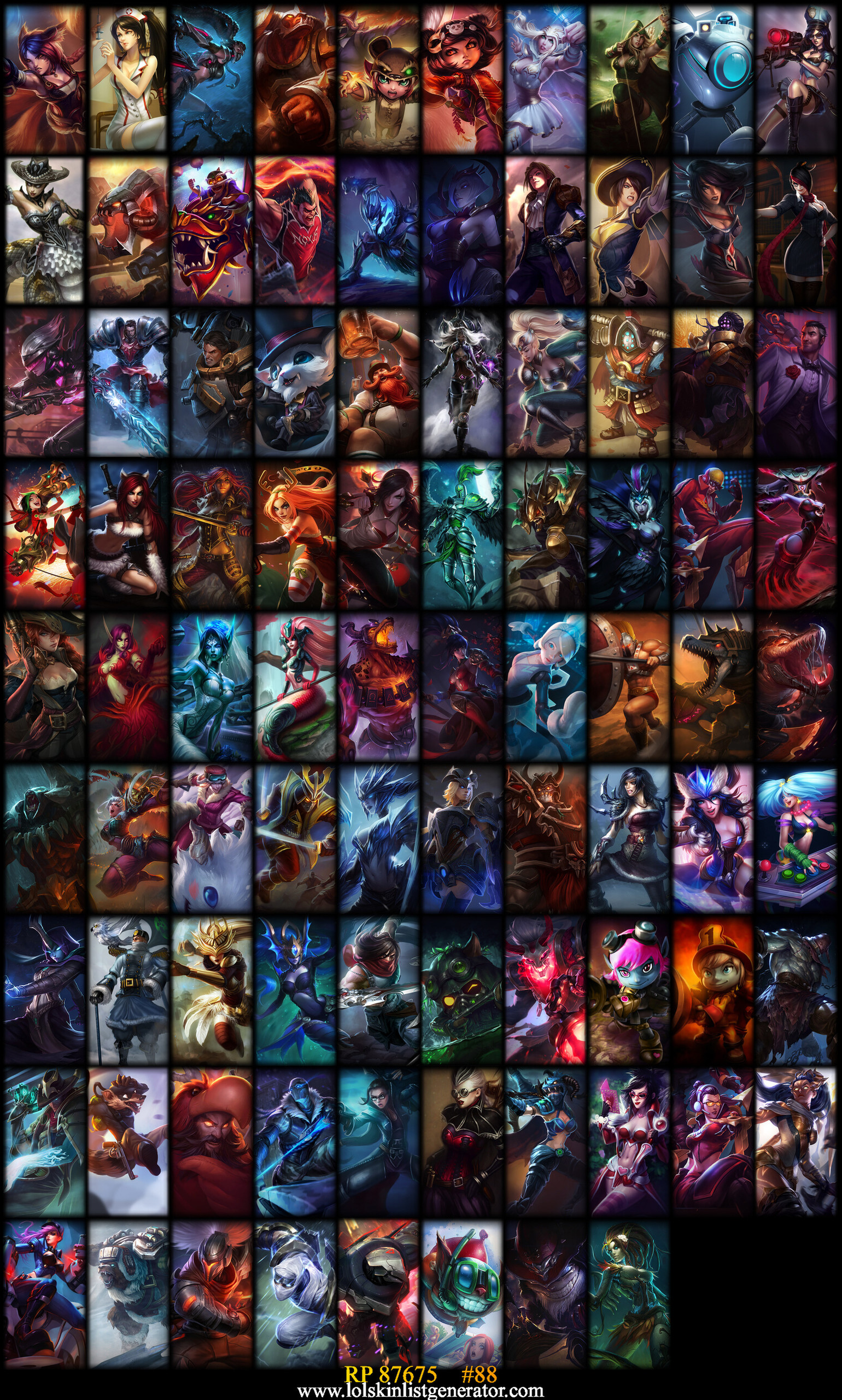  YENİ League of Legends Skin List yapıcı site 2015