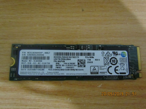 @256GB M.2 SSD@ Okuma 2800Mb!! Yazma 1100Mb!! Samsung PM961