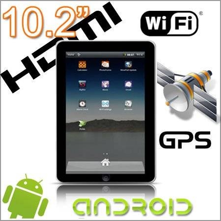  10.2 '' Tablet PC Android 2.2 512MB RAM HDD 4-8 GB HDMI Kamera