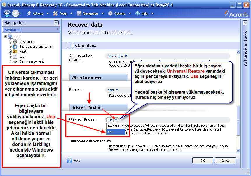  Acronis True İmage ile ilgili bir soru