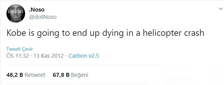 Kobe Bryant, ABD/Kaliforniya’daki helikopter kazasında hayatını kaybetti.