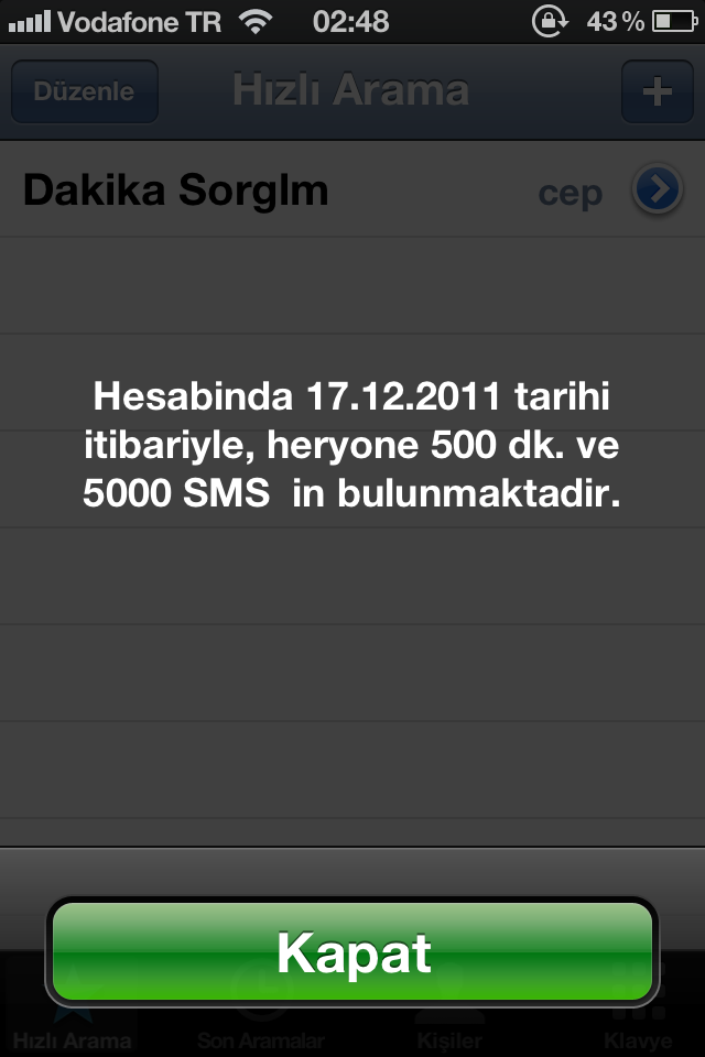  Vodafone Genç Avantaj kalan sms ve dakika öğrenme?