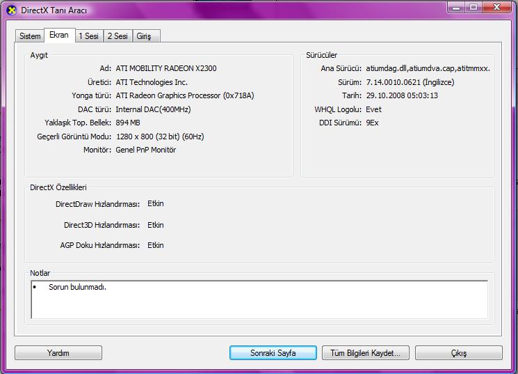 Ati X2300 vista driver sorunu