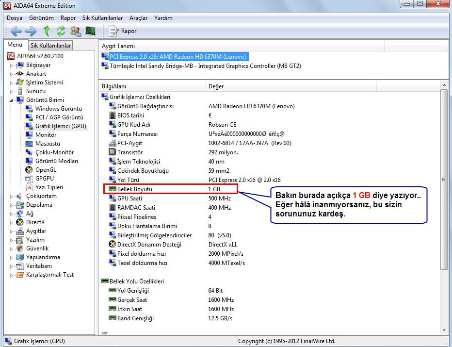  3 gb ekran kartını 1 gb görüyor (yardım)