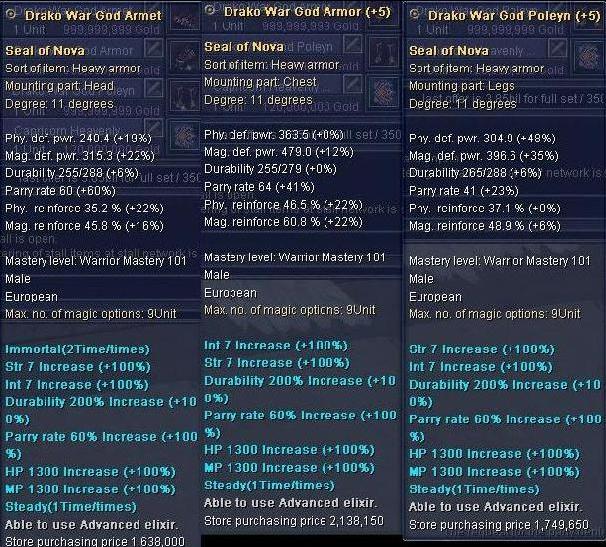  GREECE SATILIK İTEMLER ( Nova HA Set - 101 1handed Nova - 2h +6 - 101+8 Shield)