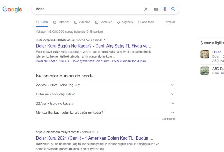 Google dolar kurunu gizlemeye başladı