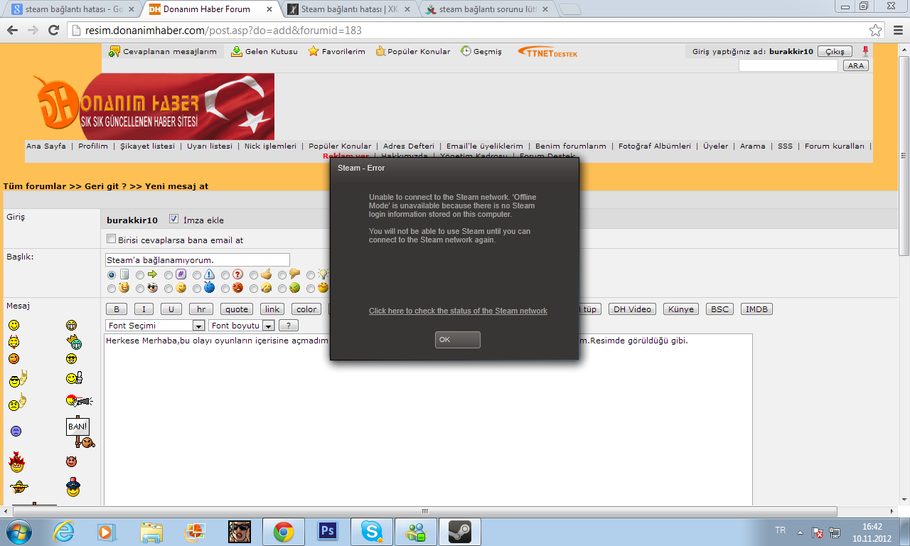  Steam'a bağlanamıyorum.