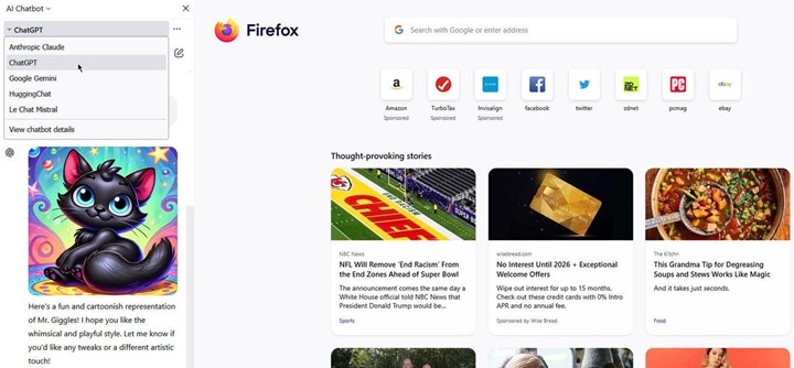 Firefox artık tüm yapay zeka botlarına erişim sunuyor