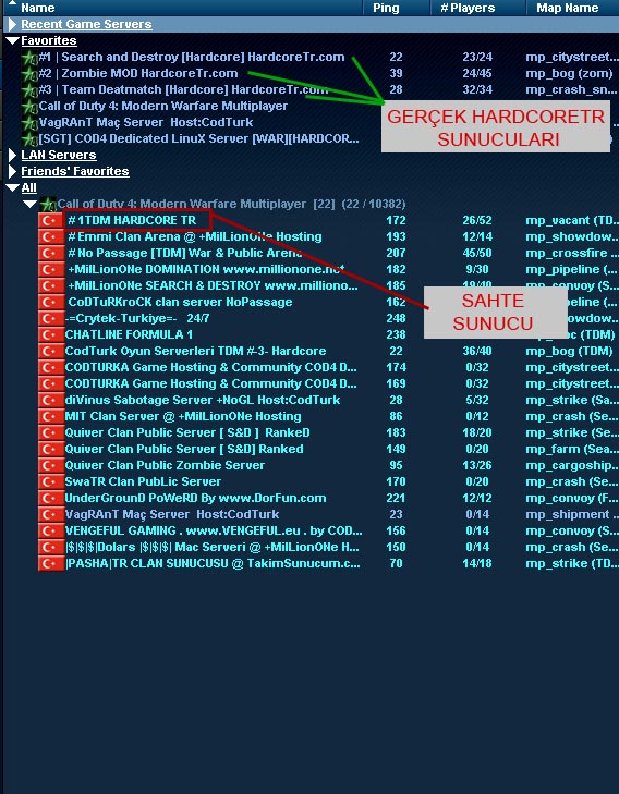  Sahte isimli HardcoreTr serverı!!!