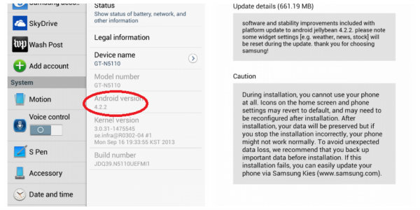 Galaxy Note 8.0 WiFi sürümü Android 4.2.2 güncellemesi almaya başladı