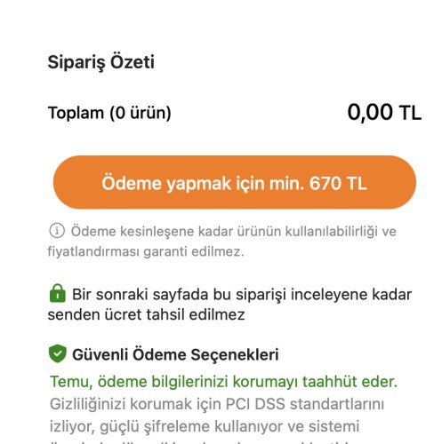 Temu minimum sepet tutarını 600 TL'ye düşürdü