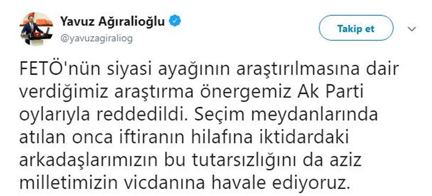 İYİ Parti’nin FETÖ önergesi AKP ve MHP’nin oylarıyla reddedildi
