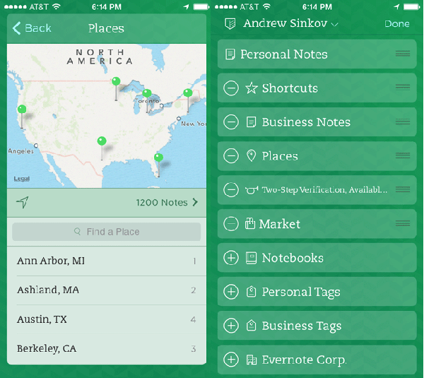Evernote'un iOS uygulamaları yerler ve kişiselleştirme özellikleriyle yenilendi
