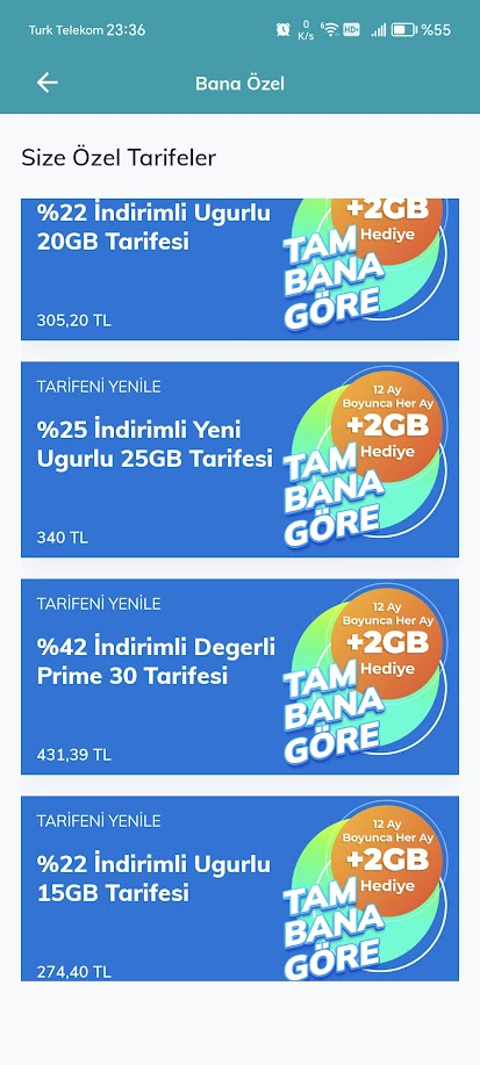 Yıldızlı Günler Enfes Tarifeler  3-10-20-25-30-40GB+SSM 366TL (BİTTi)