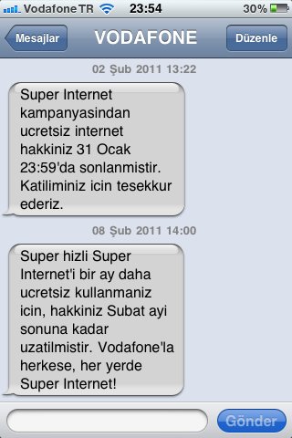  vodafone Süper İnternet, Şubat ayı da bedava