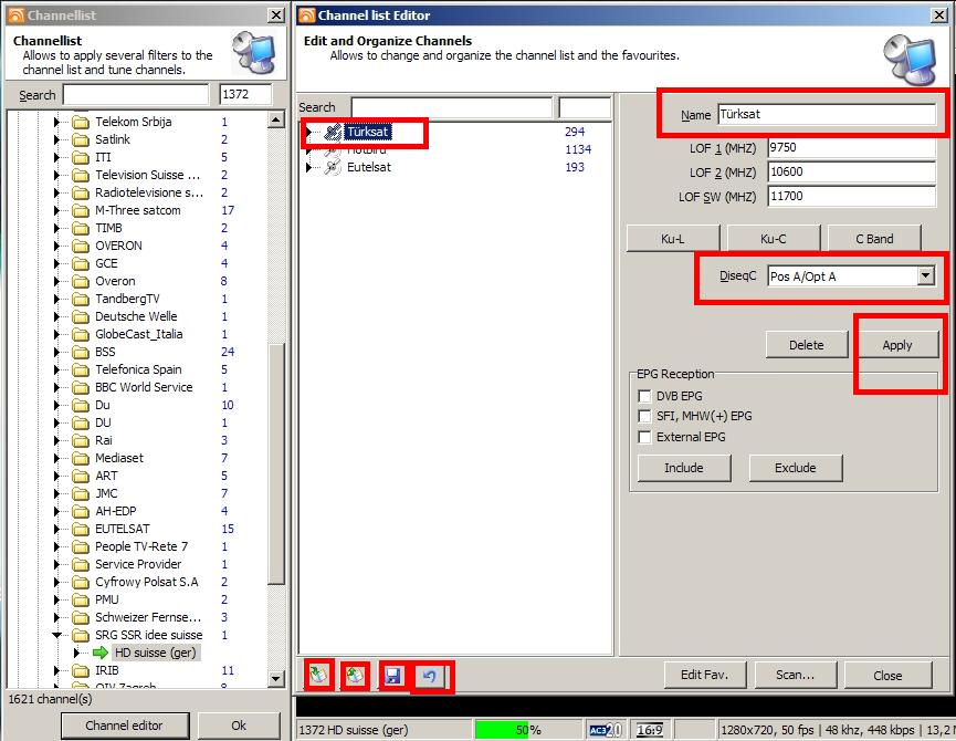  DVBViewer | Ayarları - OSD - Kanal Listesi