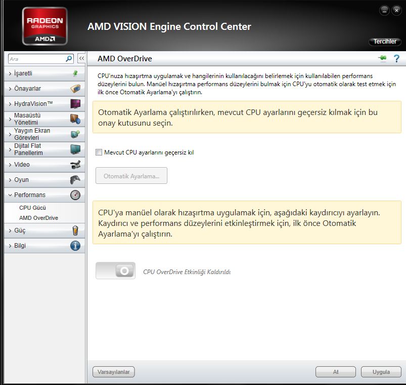  AMD Over Driver Yüklenmiyor???